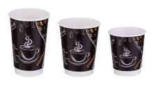 新款欧式风格一次性杯子黑底带咖啡图案