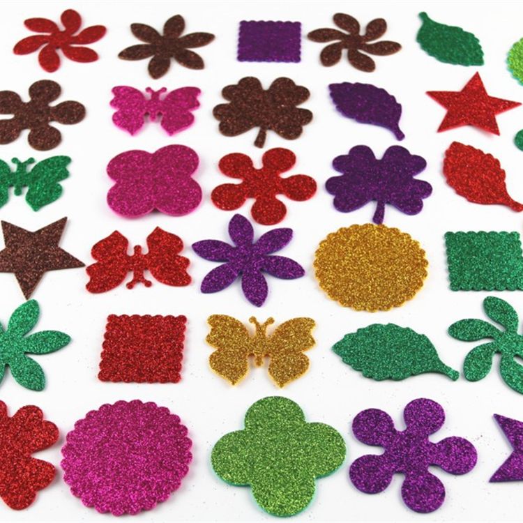 字母金粉EVA贴纸 心形闪粉EVA贴纸 圣诞驯鹿造型撒粉葱粉EVA贴纸