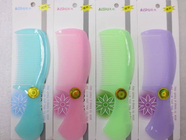 夜光梳子化妆镜便携化妆玻璃镜创意圆形随身化妆镜