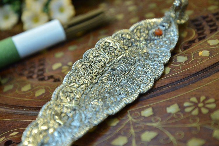 Tibetan silver long incense board Item Picture
