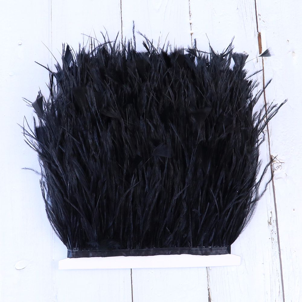 黑色10-15cm多层鸵鸟毛布边加火鸡三角片服装辅料详情图1