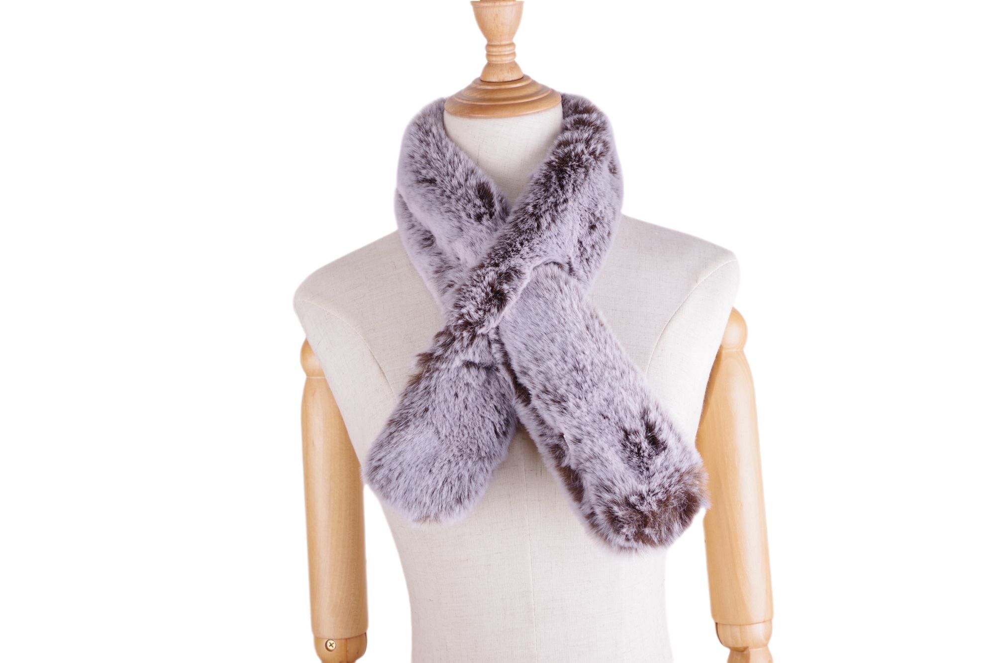 2020 Two-Color Rabbit Hair Scarf Fashion Travel Bib Imitation Fur Cross Scarf Long Scarf Two-Color One Tube details Picture