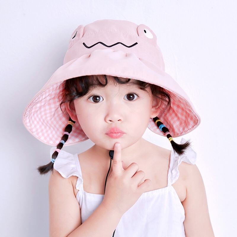 女童帽子夏季薄款防晒帽女孩大檐沙滩遮阳帽宝宝可爱渔夫帽宝宝帽