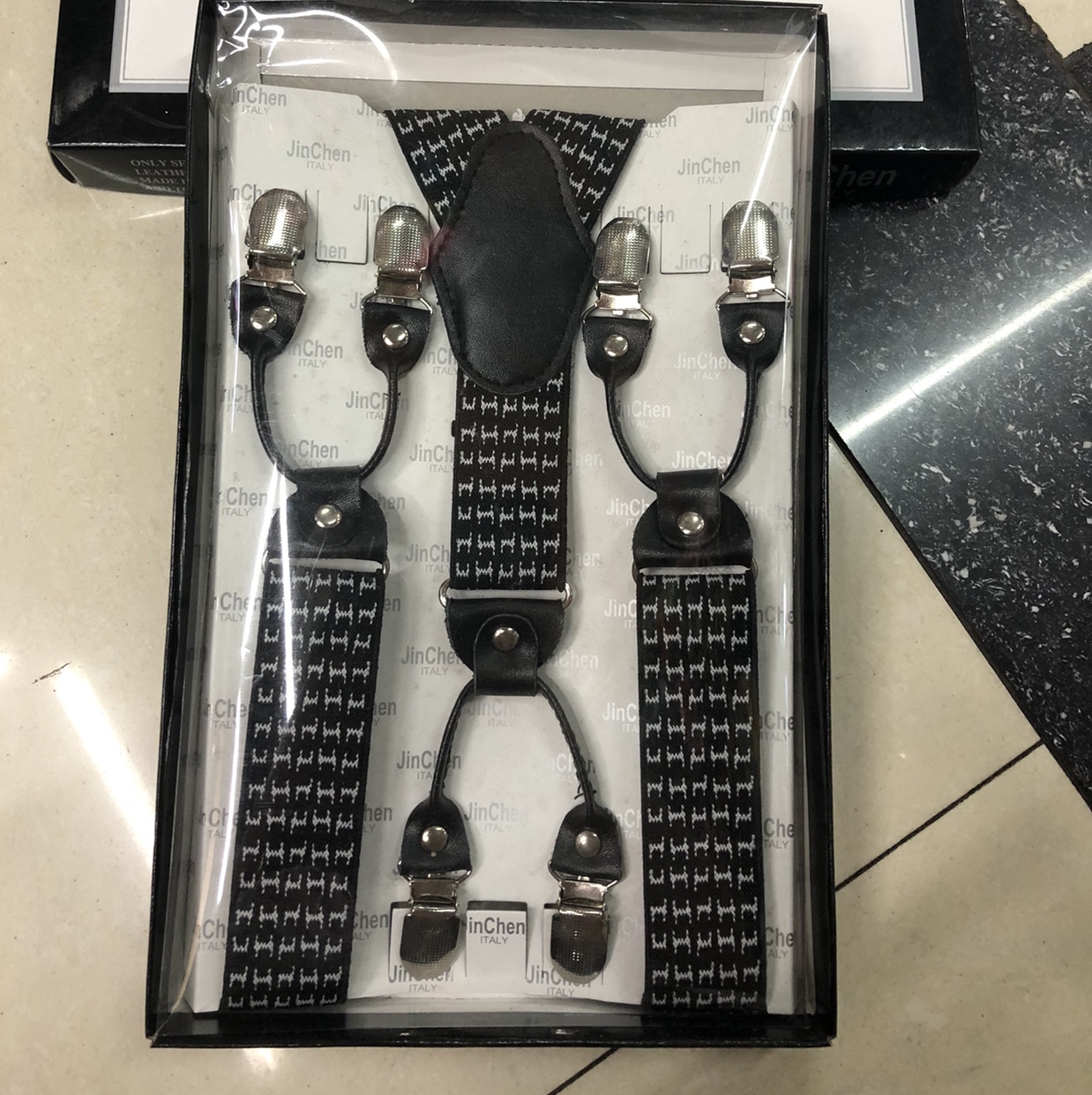 Men's Wide Suspenders Men's Suspenders Box Six Clip Suspenders Fat Pants Extended Elastic Suspenders Clip