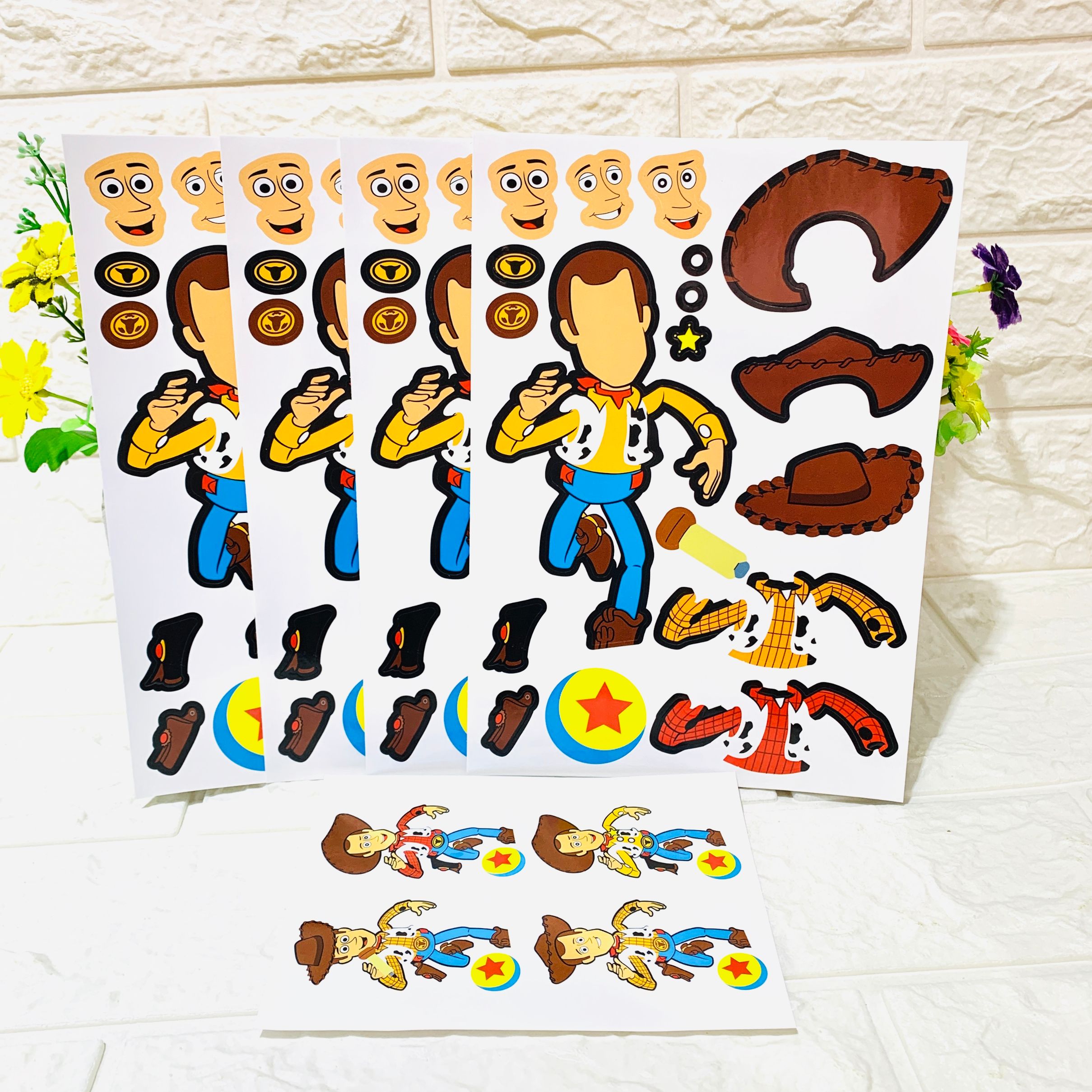 亚马逊玩具总动员贴纸4张益智儿童DIY手工制作组合贴生日派对赠送图