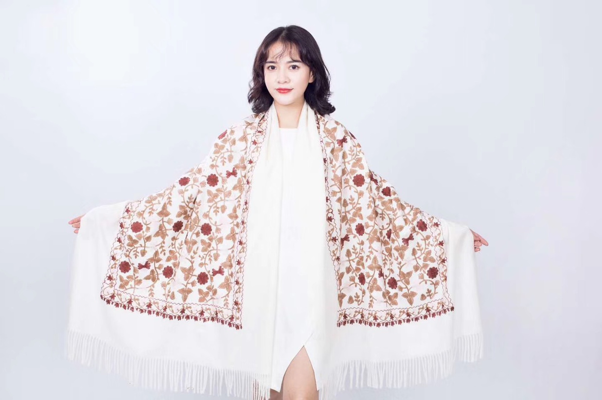 Drawn-Embroidered Shawl