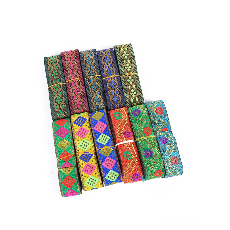 3.3Cm Factory Direct Minority Lace Accessories Polyester Embroidery Jacquard Curtain Ribbon Three full figure