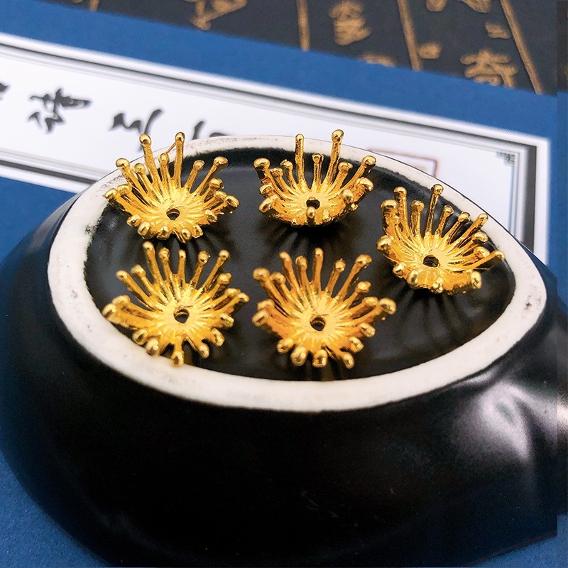 New Flower Bracket 14Mm Flower Core Bead Bracket Color Alloy Antique Hair Accessories Step Shaking Accessories Hairpin Handmade Diy Materials Specification drawing