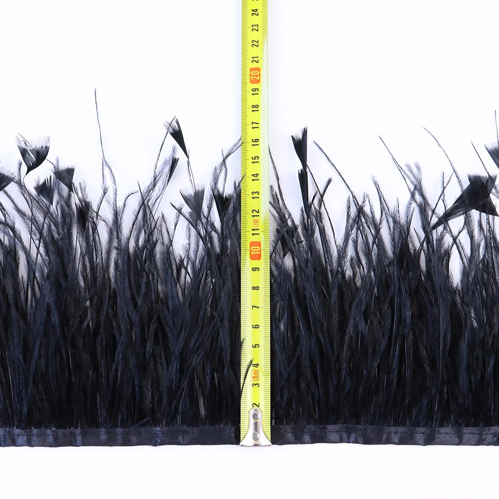 黑色10-15cm多层鸵鸟毛布边加火鸡三角片服装辅料详情图3