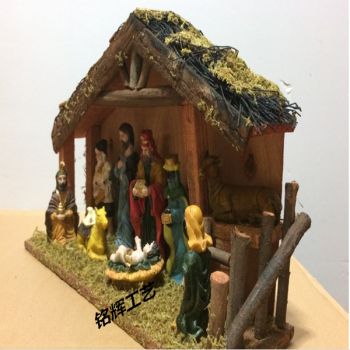 Christmas church decorative items, wooden resin handicrafts, Christmas Jesus Nativity manger set, home table decoration, festival supplies, religious handicrafts pic 4