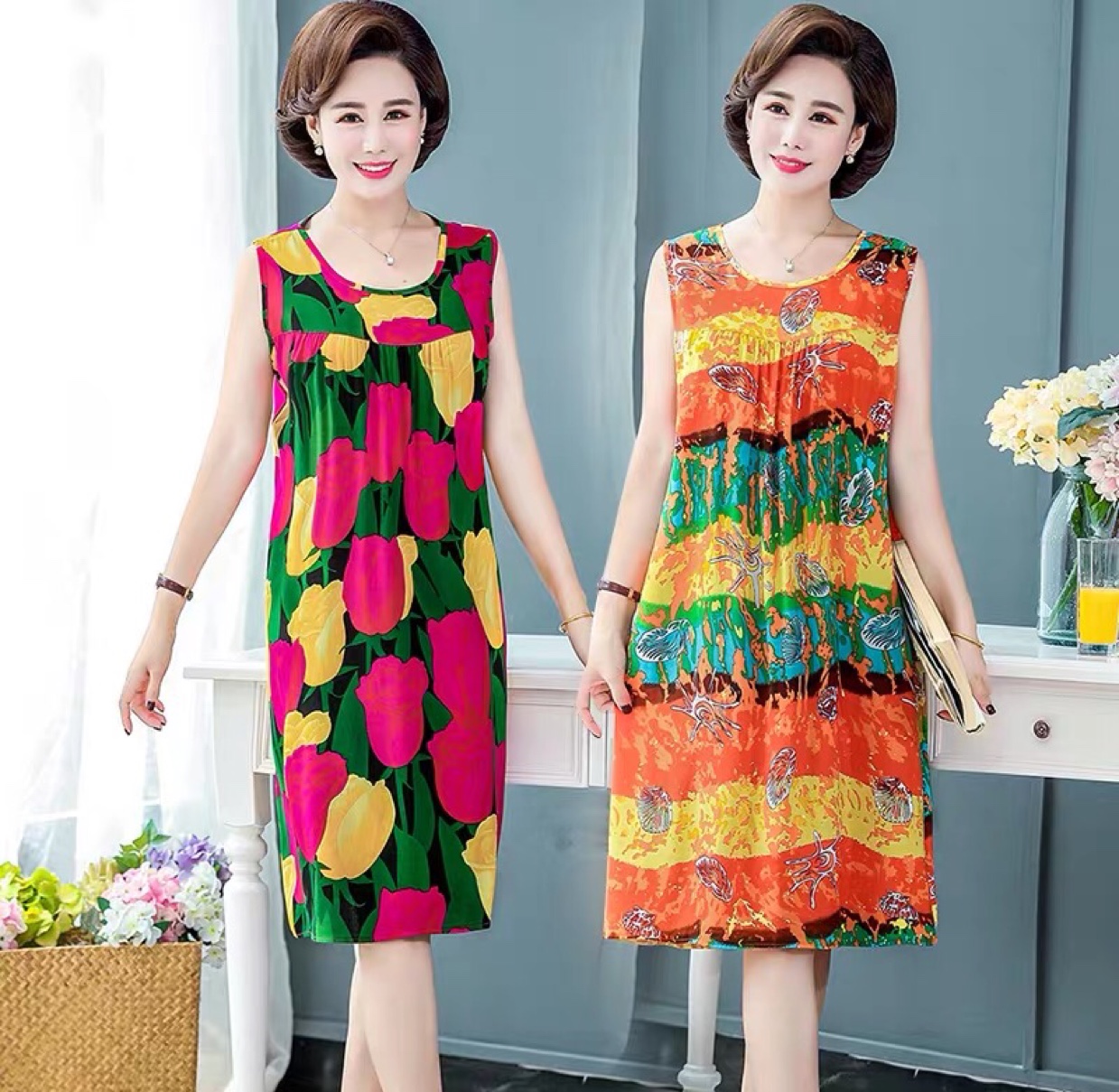 Middle and old age pajamas in long style thumbnail