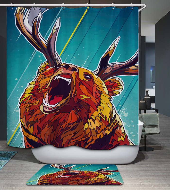 Hot fierce simple polyester bath curtain waterproof and mildew-proof metal buttonhole spot from a direct supplier thumbnail
