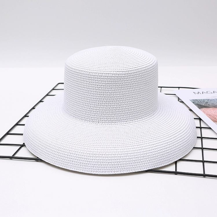 Retro Hepburn black wide-brimmed straw hat, beach vacation hat, women's summer sunshade and sun protection hat Specification image