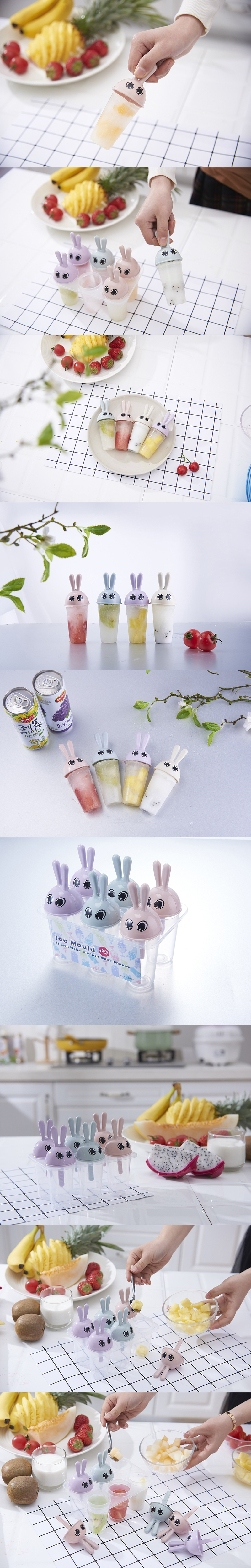 Six cute rabbit DIY combination Popsicle molds, Popsicle ice cream molds, ice cream molds detail image 1