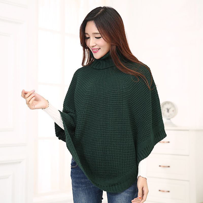 2020 Minas silk Europe and the United States hot autumn and winter women's knitted shawls in solid color high-neck pullover cape manufacturer direct sale thumbnail