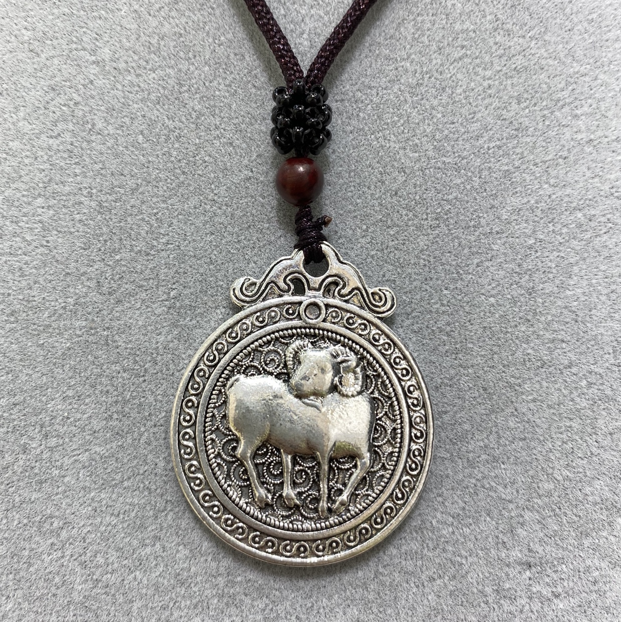 Loulan Jewelry Twelve Zodiac Silver Pure Color Sheep Necklace Pendant National Wind Necklace Pendant