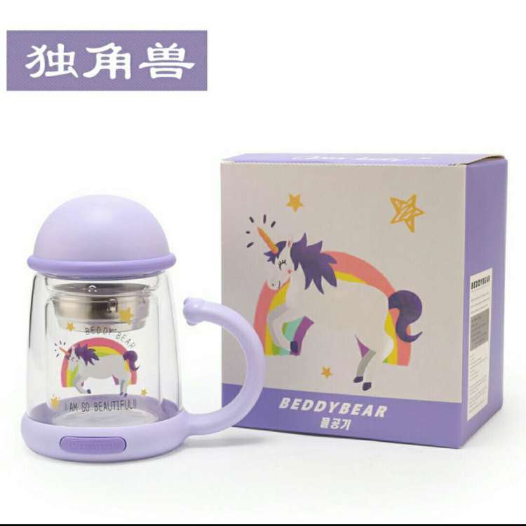 杯具熊双层玻璃杯(独角兽)