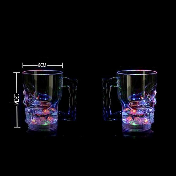 入水亮闪光鬼头杯 发光骷髅头杯 万圣节派对气氛道具产品图