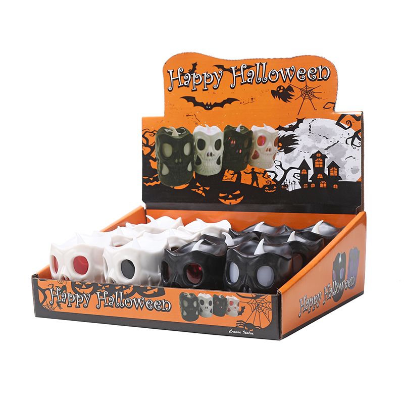 Factory direct sales of ghost head candles for Halloween decoration, double-sided skull head lamps, LED seven-color gradient candle lamps Item Picture