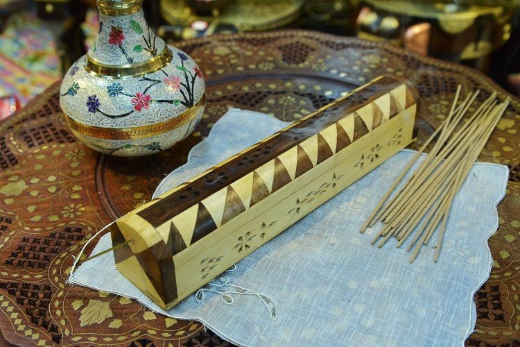 芒果木拼花大号香盒