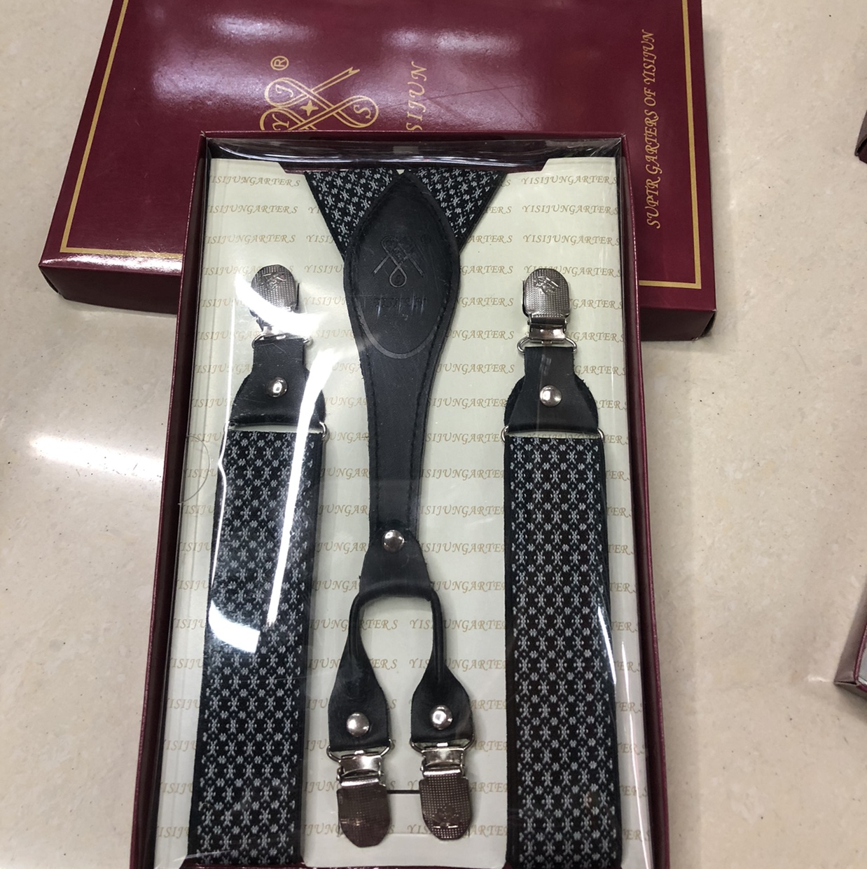 Yi Si Jun 3.5Cm Four-Clip Pants With Extended Suspenders Clip Fat Man Suit Pants 4 Clip Elastic Suspenders For Men Specification drawing