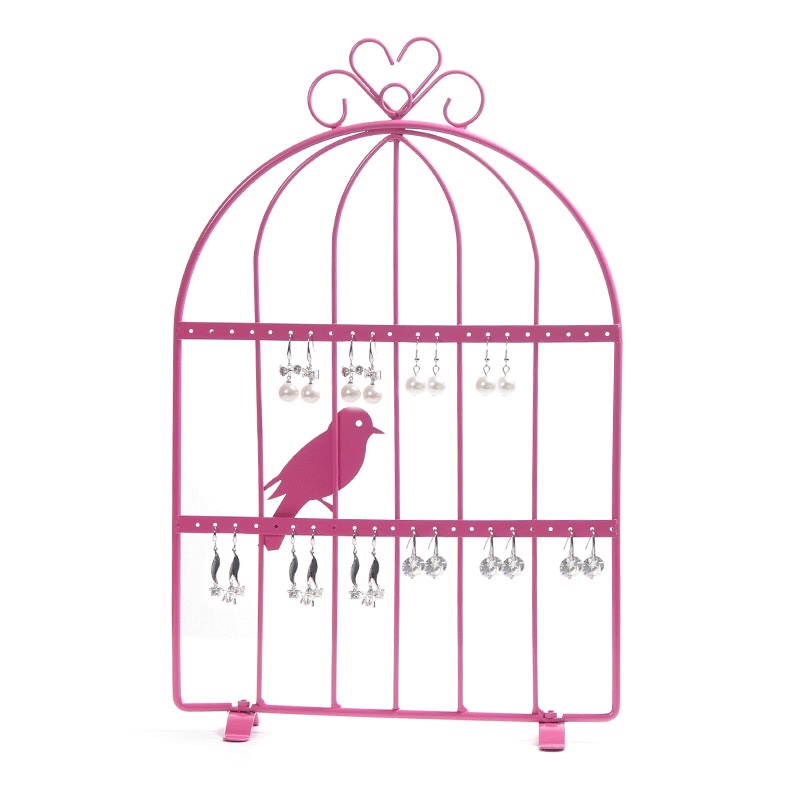 The iron birdcage is rose red