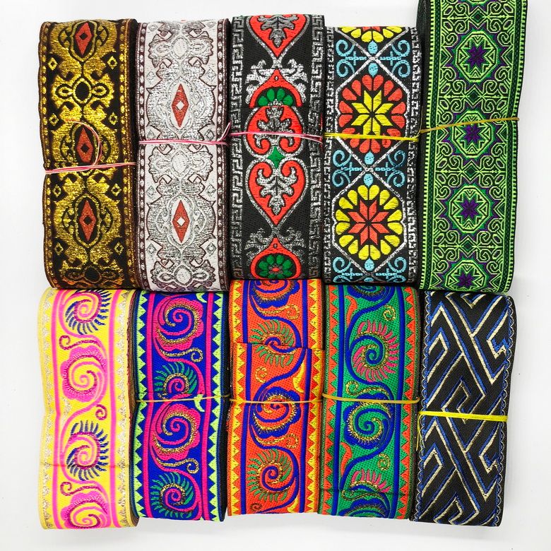 5公分厂家直销少数民族花边辅料涤纶刺绣提花窗帘织带六详情图1