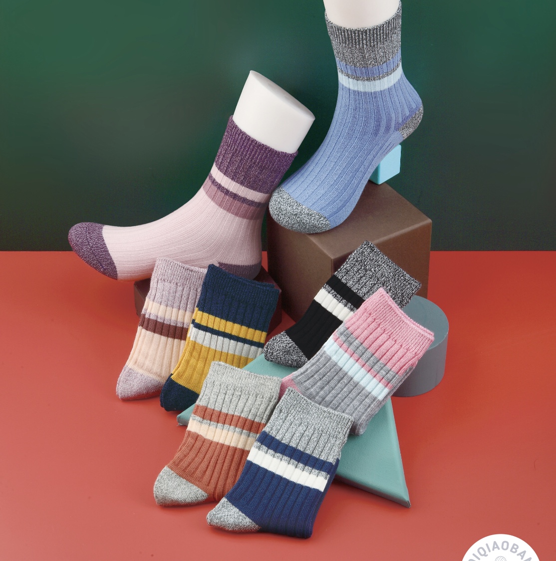 Calcetines tangram rayas