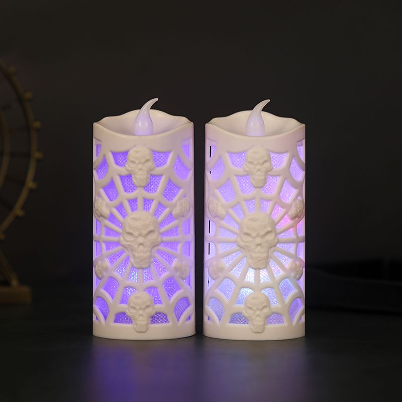 Factory direct sales of new Halloween candle lights, spider web skull lights, LED seven-color gradient flash decorations details Picture