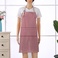 亚麻围裙家用厨房可调节挂脖时尚工作服红色竖条纹图