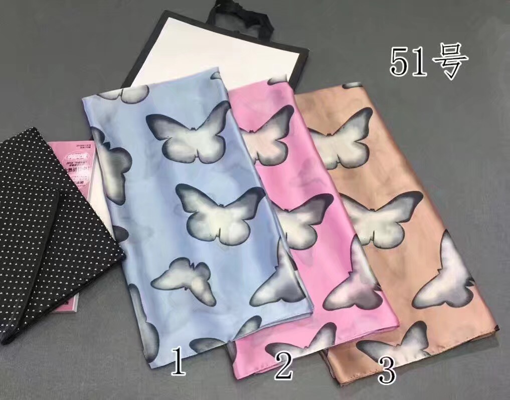 Satin new silk butterfly pattern silk scarf specifications 90*180