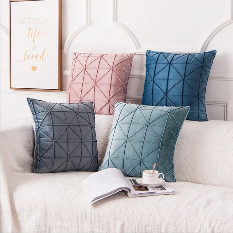 Norse velvet pillow case sofa cushion living room cushion for leaning on plain color contracted cushion cover solid color