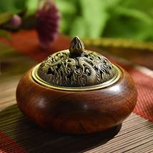 印度  圆形  花梨木  西贡  香炉（盘香、锥香两用）