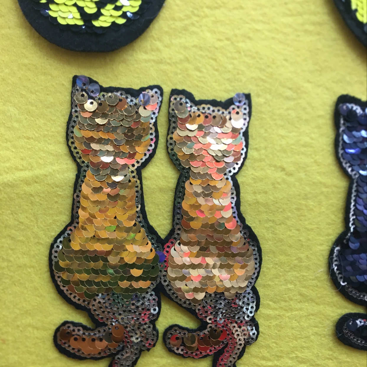 8x12cm double cat flap sequin cloth patch