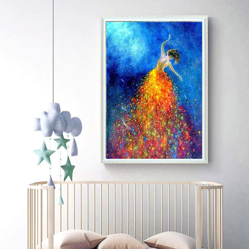 外贸新款5D钻石画跳舞女孩卧室DIY圆钻满钻风景十字绣装饰画详情图3