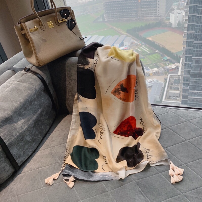 Shawl Women Spring And Summer Scarf Women Lovely Letter Love Thin Long Gauze Scarf Bib Sun Protection Shawl