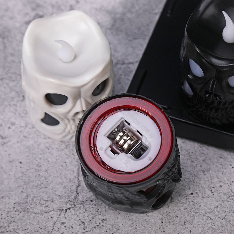 Factory direct sales of ghost head candles for Halloween decoration, double-sided skull head lamps, LED seven-color gradient candle lamps Application Scenario