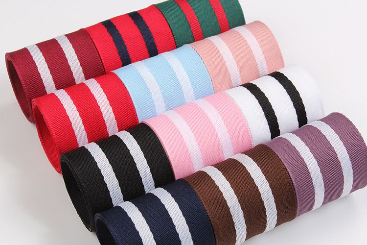 Polyester Two-Color Stripes With Middle Double White Thread Between Yarn-Dyed Gift Box Packaging Materials Hat Straw Hat Clothing Accessories