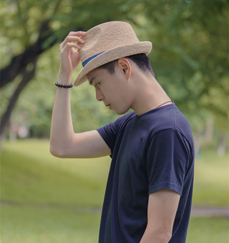 Lafite straw hat, Korean-style top hat, versatile for men and women, summer sun hat, British jazz hat, sun protection hat, beach hat