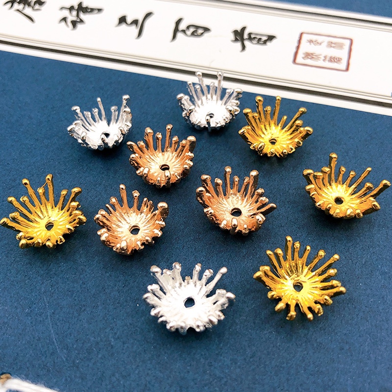New Flower Bracket 14Mm Flower Core Bead Bracket Color Alloy Antique Hair Accessories Step Shaking Accessories Hairpin Handmade Diy Materials details Picture