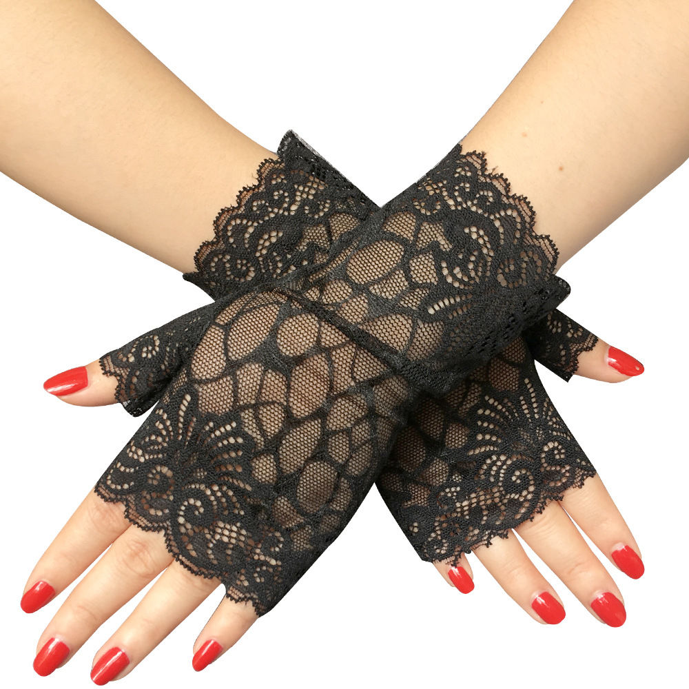 Spring/Summer/Autumn women's thin half-finger gloves short sunscreen gloves driving casual lace gloves thumbnail