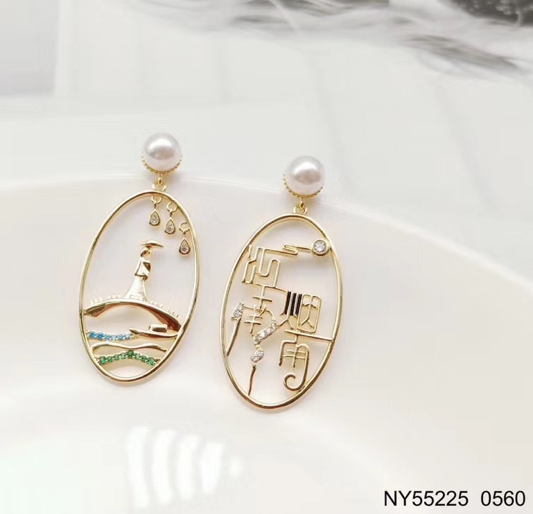 江南烟火 江山如画 微镶工艺打造白底实物图
