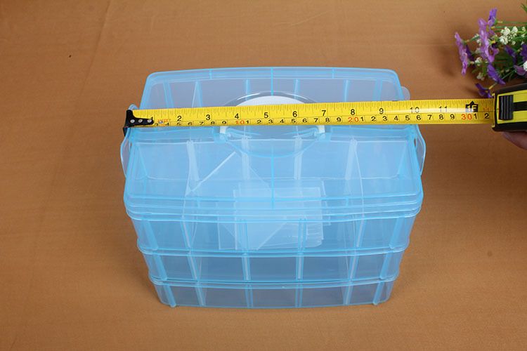 Multifuncional desmontable grande de tres capas portátil caja de plástico caja de joyería de maquillaje juguetes calcetines organizador caja de almacenamiento transparente detail image 1