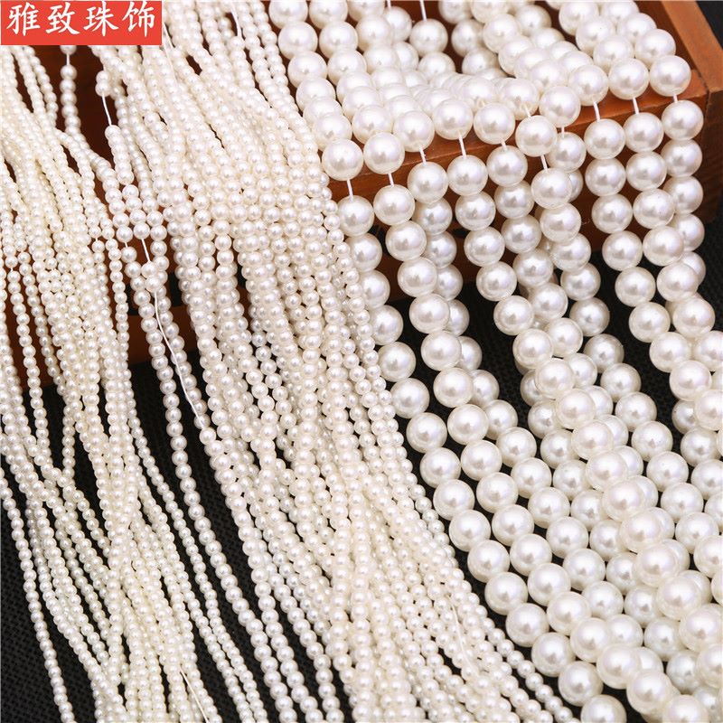 6Mm Water Ground Abs Imitation Pearl Straight Hole Round Bead Jewelry Accessories Headwear Accessories Clothing Accessories Item Picture