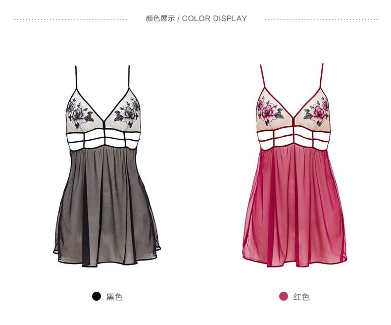 Foreign Trade Source Europe And The United States New Red Gauze Sexy Embroidered Slip Sex Factory Price Direct Wholesale Specification drawing