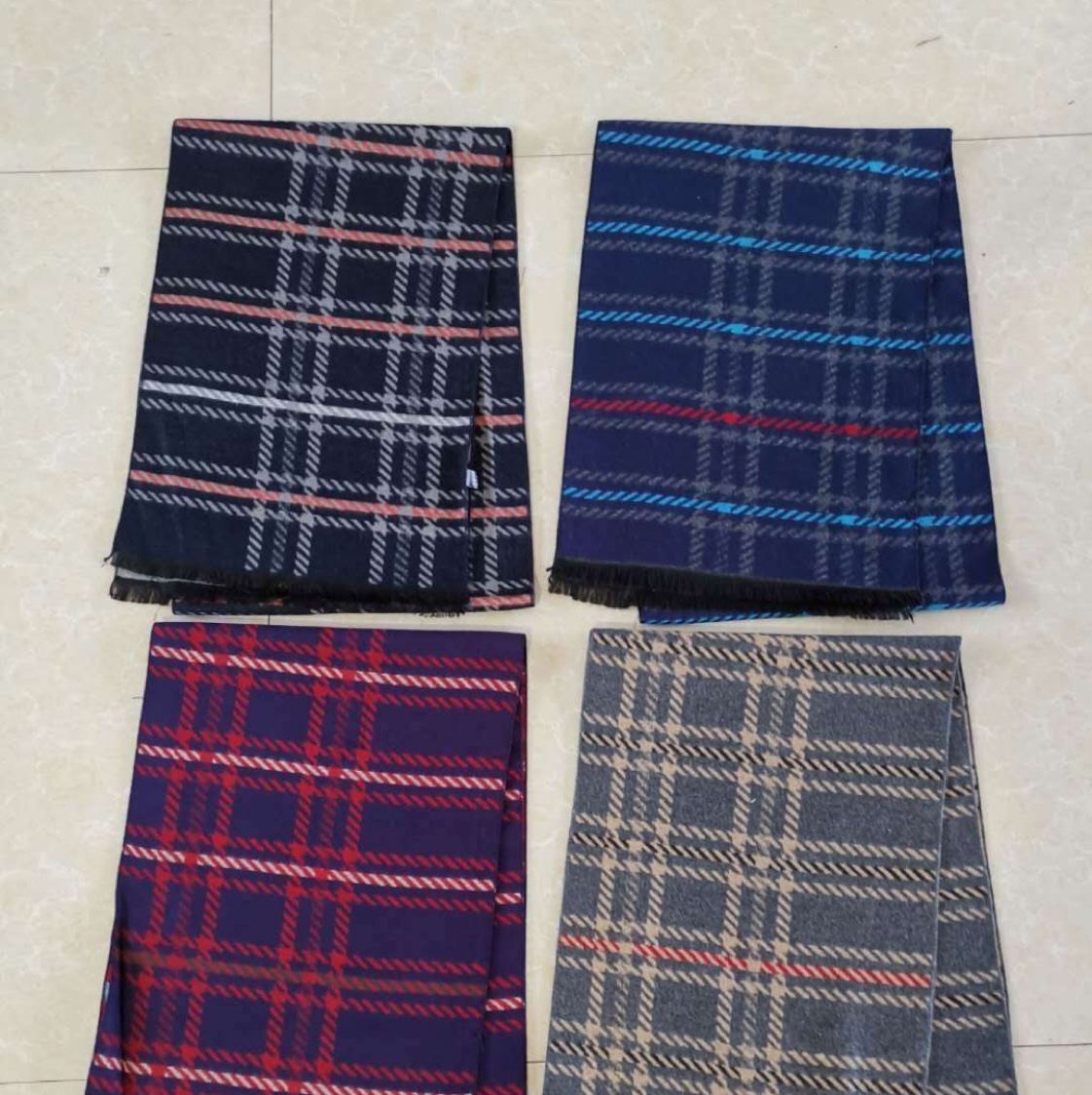 Classic English Style Plaid Jacquard Long Scarf Scarf