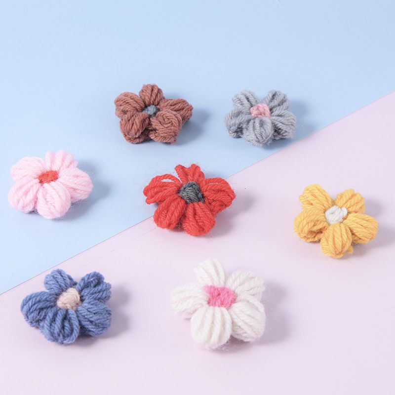 韩国饰品现货批发彩色毛线小花可定制 服装辅料小花朵花边