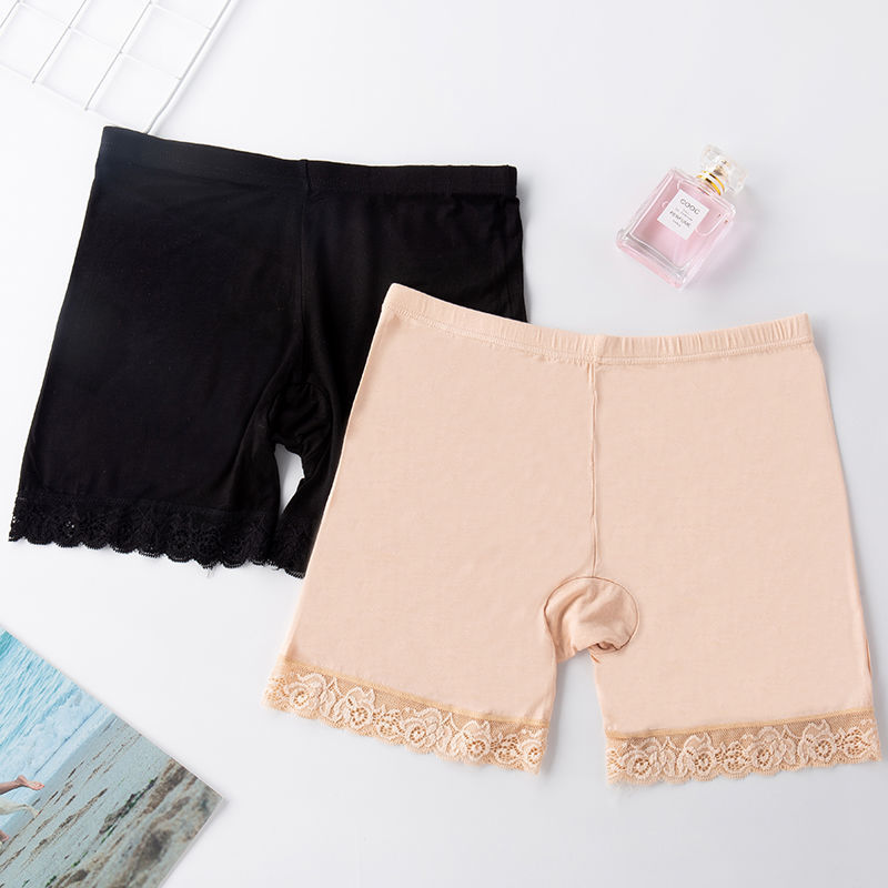 Women's anti-glare, high-elasticity, large-sized wooden delta four-corner leggings with an excellent hand feel and high-quality lace-trimmed underpants detail image 2