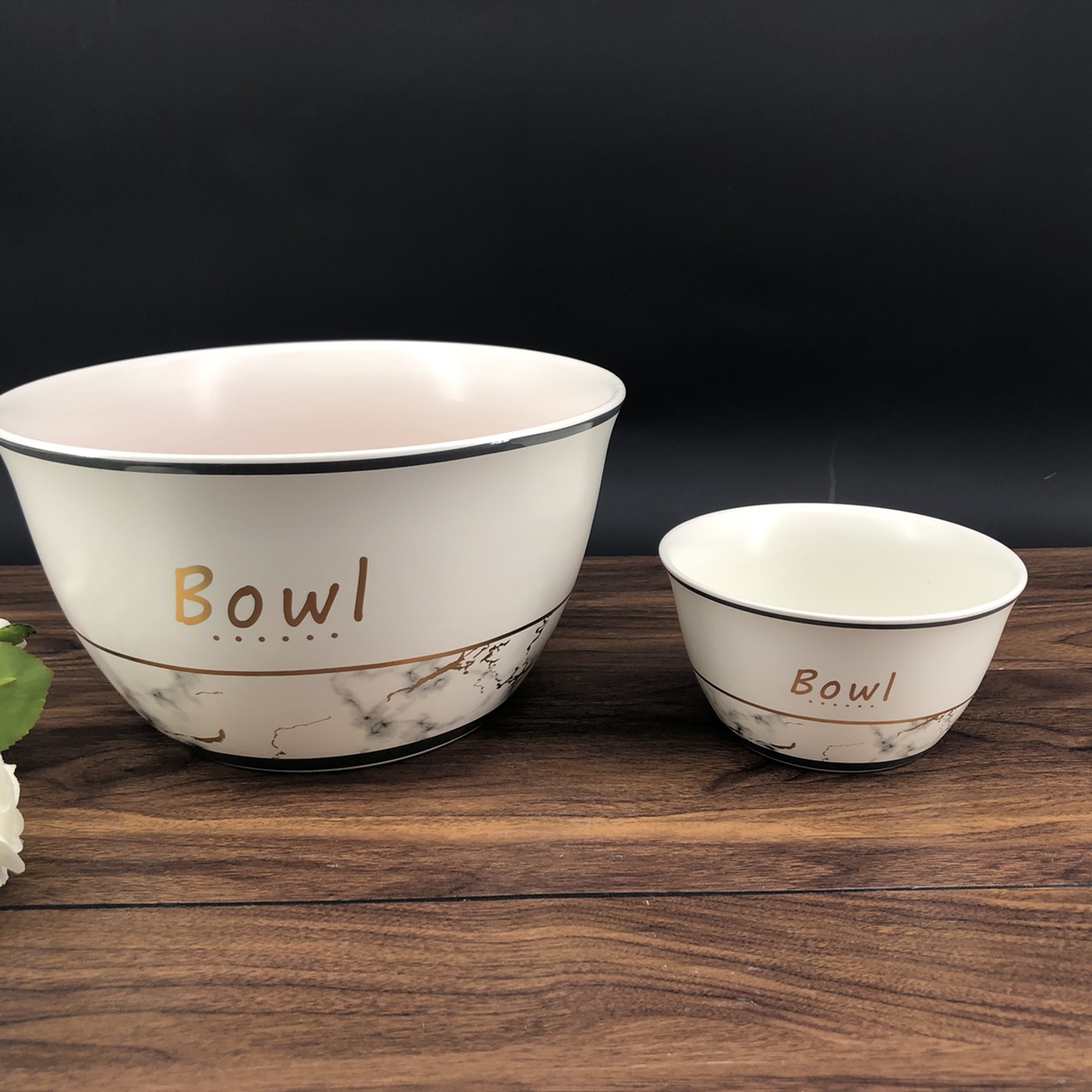 Gold thread light luxury style large salad bowl soup bowl