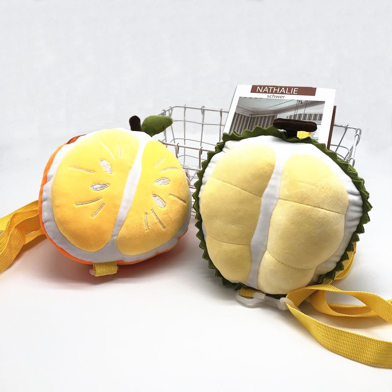 Creative new fruit backpack Durian plush Backpack Orange backpack plush bag cute crossbody bag wholesale